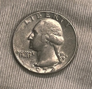 lot 224 image: 1972 Washington Quarter - Triple Struch on Bottom of Neckline, Double Struck D Mint Mark, Obverse Light Strike on the I in IN, Double Die Obverse, Double Die Reverse.&nbsp