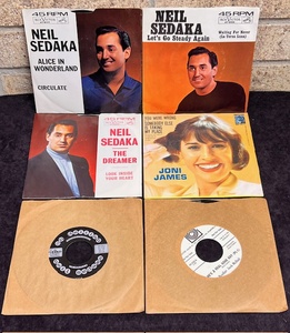 lot 233 image: Six (6) 1950s-60s 45 rpm Records in Jacket - Including Neil Sedaka &amp Joni James