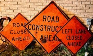 lot 275 image: Two (2) Aluminum &amp One (1) Metal HighwayStreet Signs
