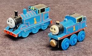 lot 300 image: 1994 Britt Alcroft Wooden Thomas the Train &amp 2012 Gullane Thomas the Train