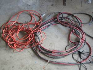 lot 48 image: Red and black hoses unknown use, orange extension cord