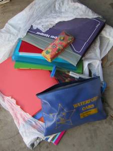 lot 56 image: Lot of new and used school supply lot, folders, binders, pencils and more
