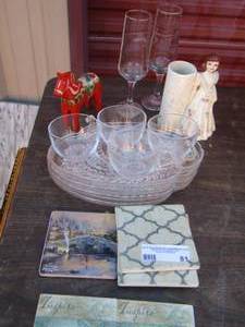 lot 81 image: Various coasters, wine glasses, cups and more