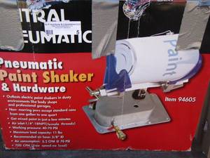 lot 5 image: Pneumatic paint shaker and hardware in original box