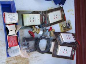 lot 94 image: Radio shack 4 terminal wall plates, turncock receptacle water spouts and more