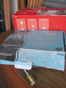 lot 205 image: Aqua Source laundry pull out faucet, Teilla hanging light fixture