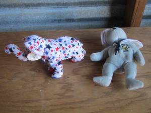 lot 216 image: 2 ty BEANIE  Babies, elephant and bear