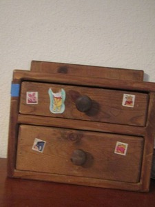 lot 41 image: DRESSER TOP STORAGE  2 drawer solid wood 10116