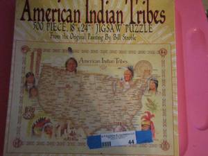 lot 44 image: American Indian tribe 500 pc jigsaw puzzle in original box