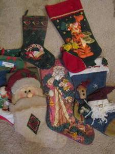 lot 52 image: stockings qty 6 tiger, Santa, Christmas duck and more