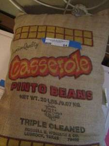 lot 54 image: stuffed pinto bean 20LB bag