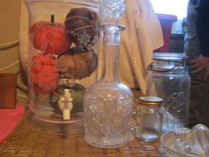 lot 72 image: Glass dcor canisters- vases- mason jar