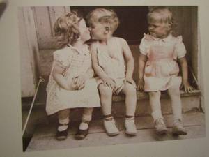 lot 74 image: il- bacio framed art of 3 little girls