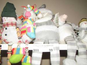 lot 99 image: Snowman and Santa stuffed dolls
