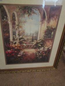 lot 120 image: 3428 Everett framed floral art