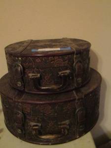 lot 141 image: MCD Brown Floral Boxes qty 2