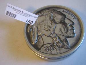 lot 150 image: 1938 Buffalo Nickel tin can