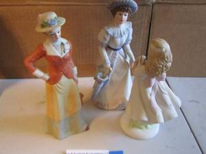 lot 179 image: Home Interior Porcelain Figurines women  qty 3