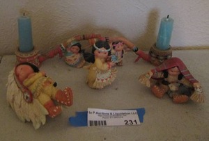 lot 231 image: Indian figurines,  2 PIPE candles,