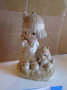 lot 240 image: Native American girl and dog by Jonathan David, titled How I love Jesus