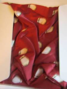 lot 267 image: B. YELLOWTAIL  -  Scarf, maroon color in packaging  - INDIGENOUSLY DESIGNED FOR ALL
