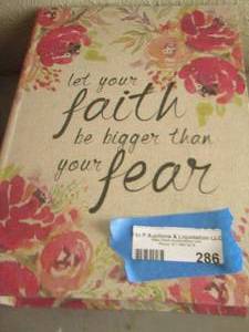 lot 286 image: Let faith be bigger then your fear storage box,