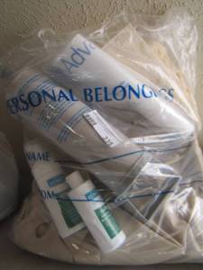 lot 335 image: Air mattress with pump , bed pads, shampoo and body wash