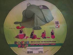 lot 370 image: Play time party pop up tent  GREEN FROG