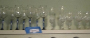lot 376 image: Blue stem wine glasses, clear glass wine glasses