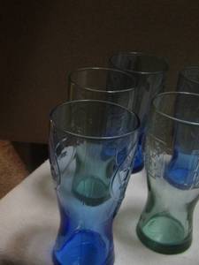 lot 379 image: qty 5 Blue Glass McDonalds cups  QTY 5