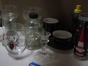 lot 380 image: Cactus wine glasses, fire hydrant canister, candle holder and more