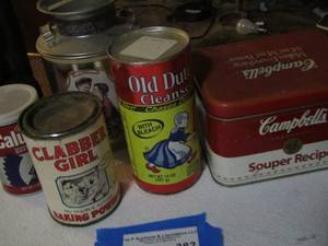 lot 382 image: Tin cans, Hersheys, old Dutch cleanser and more