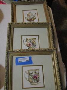 lot 398 image: Wall Art by Frankie Buckley  qty 3  12 X 12