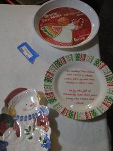 lot 416 image: Christmas holiday platter, holiday plate snowman