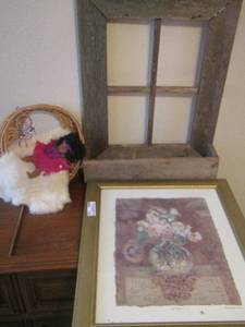 lot 510 image: Indian doll in wicker basket- picture in frame En Passant 1