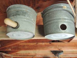 lot 697 image: metal nursing buckets for baby calves qty 2