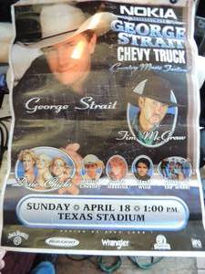 lot 559 image: CONCERT POSTER - GEORGE STRAIT  TIM MCGRAW   DIXIE CHICKS APRIL 18  TEXAS STATIUM 18 X24