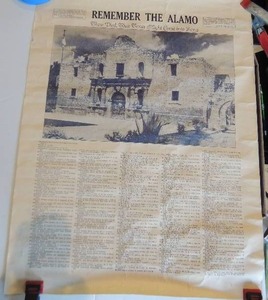 lot 561 image: POSTER - REMEMBER THE ALAMO (TEAR AT TOP) 25 X 19