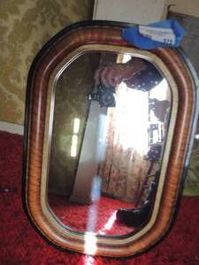 lot 575 image: Vintage wood frame mirror approx. 1218