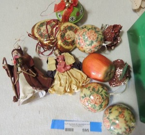 lot 595 image: Paper Mache Christmas ornaments - fruit pieces