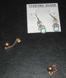 lot 761 image: STERLING SILVER TURQUISE EARRINGS, BALL EARRINGS