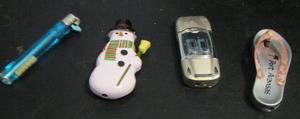 lot 879 image: SNOWMAN LIGHTER , FLIP FLOP LIGHTER, RACECAR LIGHTER  & BLUE LIGHTER