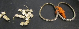lot 828 image: 2 RHINESTONE BRACELETS AND A BROKEN BRACELET