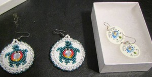 lot 777 image: TURTLE BEADED EARRINGS, KIOWA TRIBE EARRINGS