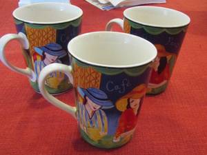 lot 710 image: 3 COFFEE CUPS -Furio Sango Cafe Paris Ceramic Flared Coffee Tea Mug Cup 4914-29