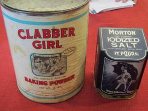 lot 713 image: 2 Tins- Clabber  10LB  & Morton salt