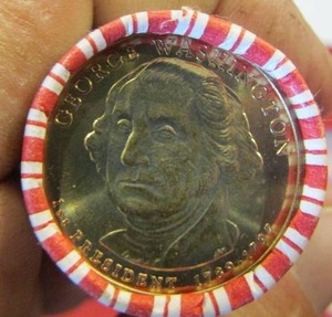 lot 706 image: ROLL OF GEORGE WASHINGTON GOLD DOLLARS  $25.00