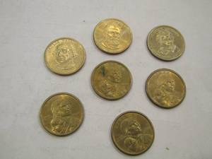 lot 908 image: GOLD DOLLAR COINS   QTY OF 7   X$$