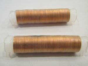 lot 912 image: 2009D PENNIES ROLLS  QTY 2 UNC  X $$