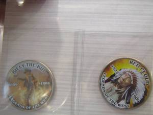 lot 922 image: LEGENDS OF THE WEST COIN COLLECTION - JESSIE JAMES, CHEIF JOSEPH, BILLY THE KID, RED CLOUD - MYSTIC STAMP COMPANY
